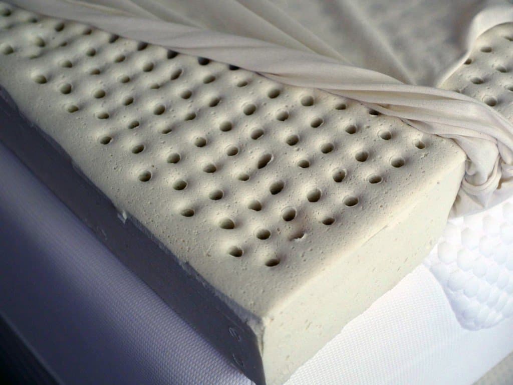Example of an aerated latex foam layer
